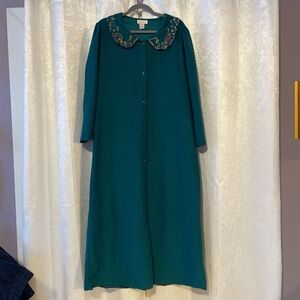Roaman's Teal Long Sleeve Dress with Embellished Collar